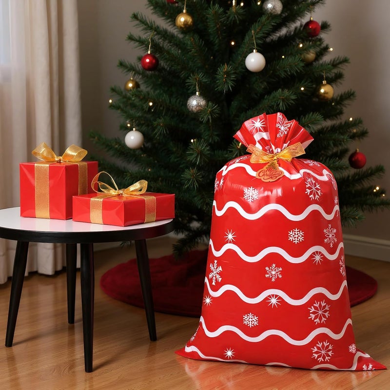Sofier Large Christmas Gift Bags 36"x56" Holiday Gift Wrap 2pcs Jumbo Christmas Bag for Gifts Giant Sacks for Presents Big Xmas Plastic Gifts Bags (snowflake/waves) - Image 5